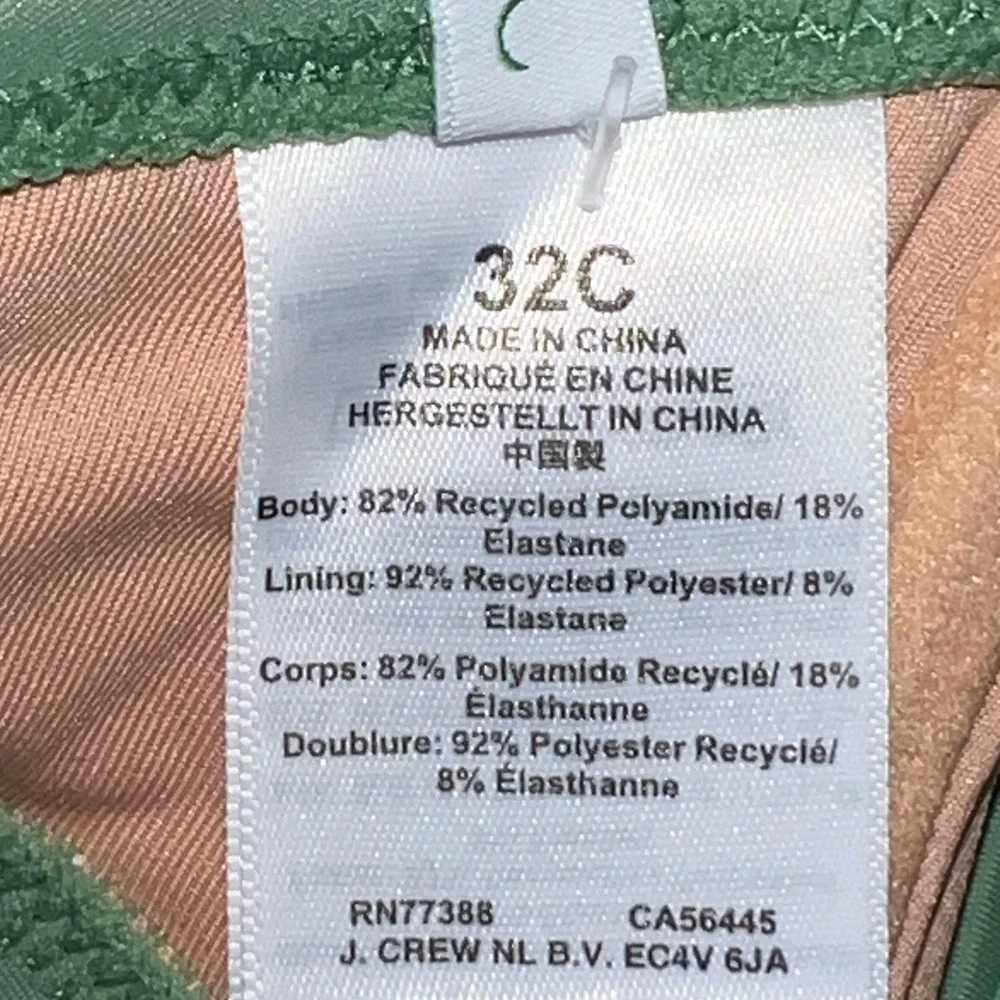 J.‎ Crew Balconette Underwire Bikini Top Size 32C Rustic Willow Green BX612 New